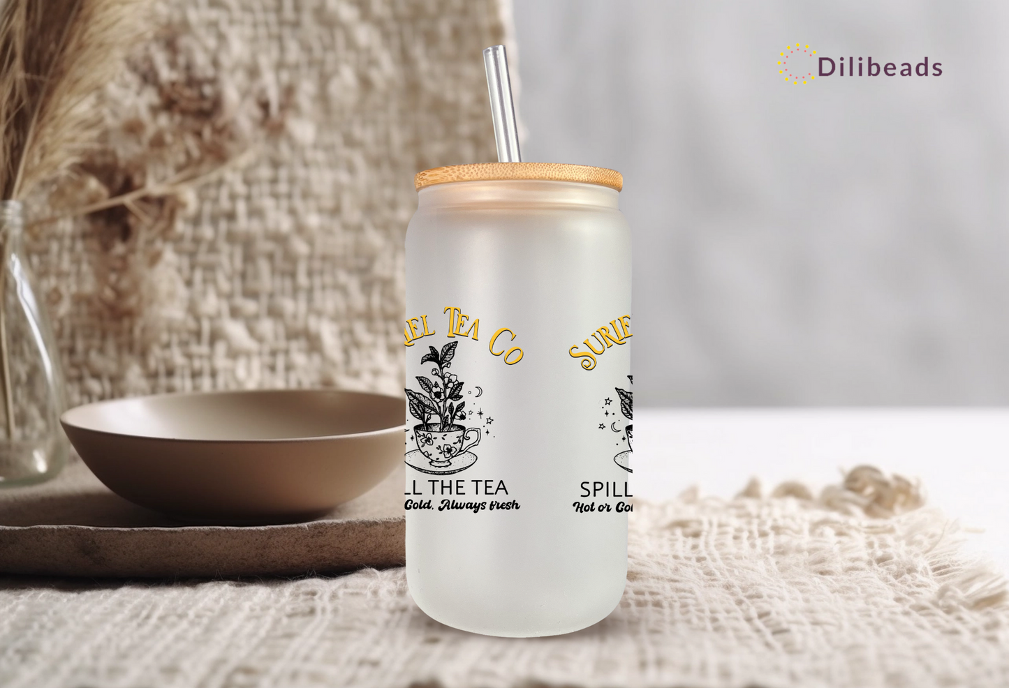 ACOTAR Suriel glass tumbler | ACOTAR glass can | Sarah J Maas Glass tumbler | tea with the Suriel | Suriel Gift | Best Christmas Gift | Glass Drinkware
