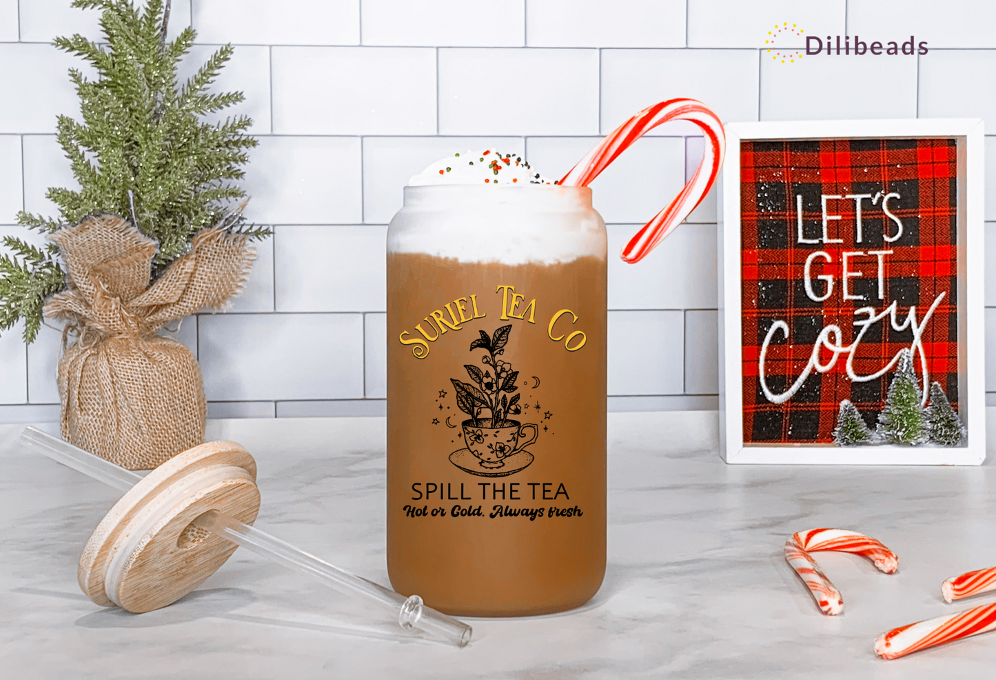 ACOTAR Suriel glass tumbler | ACOTAR glass can | Sarah J Maas Glass tumbler | tea with the Suriel | Suriel Gift | Best Christmas Gift | Glass Drinkware