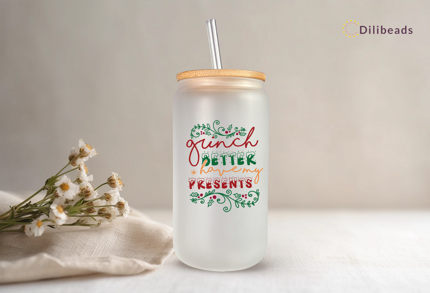 Christmas Grinchy glass tumbler gift - Holiday Gift for Whoville Fans - Handmade Xmas Drinkware - Festive Holiday Decor - Personalized Grinch Gift