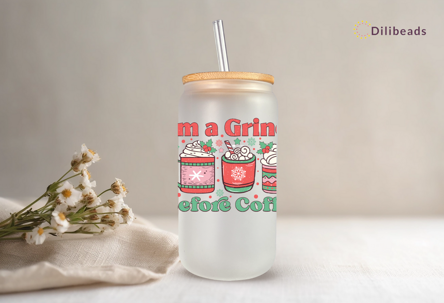 I am a Grinch Tumbler | Grinchy Gift | Grinch Glass Tumbler | Grinch Drinkware | Grinch Christmas Gift