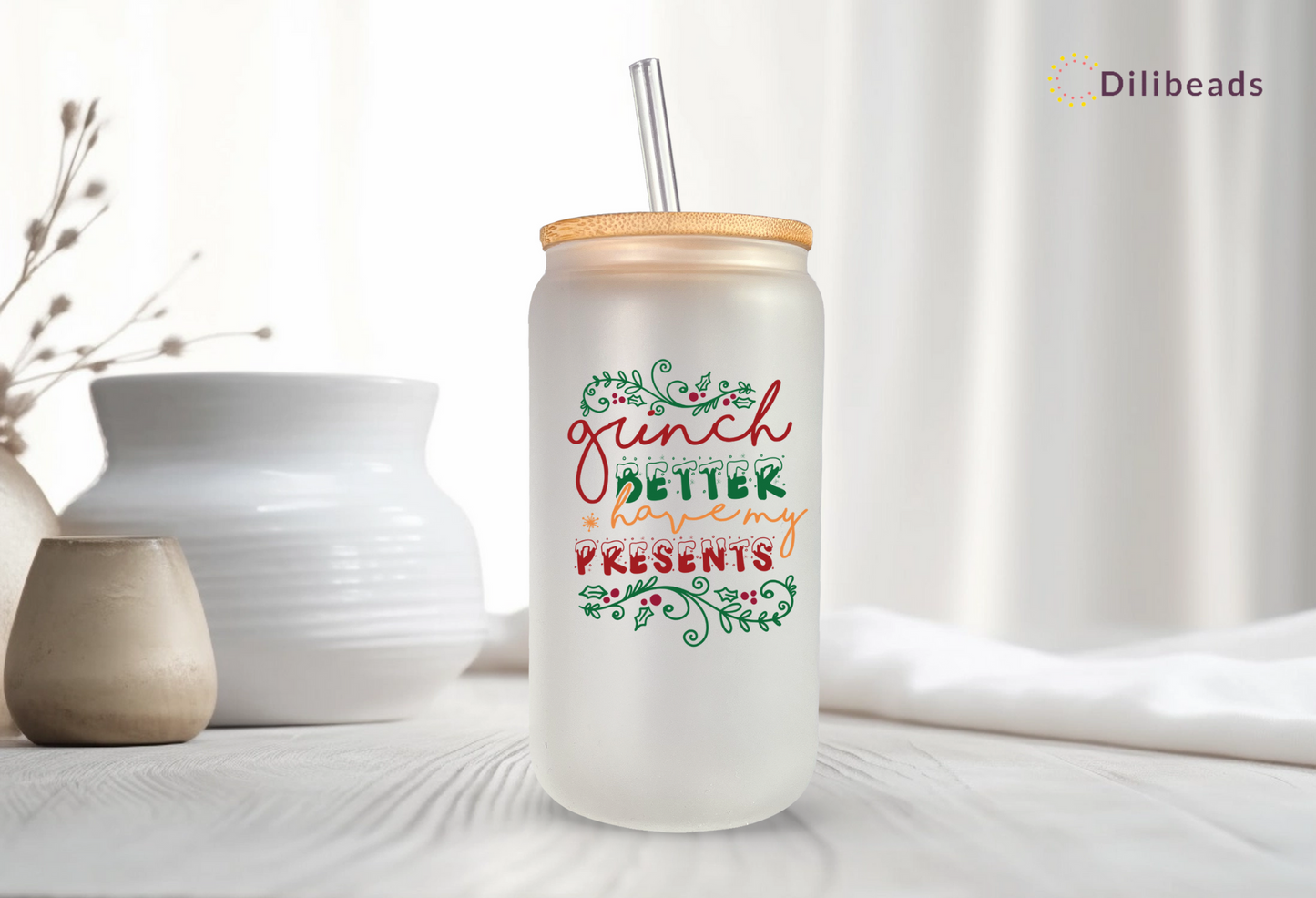 Christmas Grinchy glass tumbler gift - Holiday Gift for Whoville Fans - Handmade Xmas Drinkware - Festive Holiday Decor - Personalized Grinch Gift