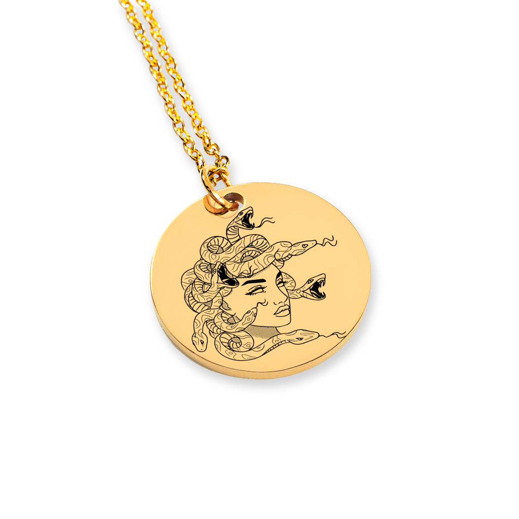 Medusa Mythology Necklace | Greek Gods Jewelry | Greek Mythology Necklace | Medusa Coin Pendant | Boho Medallion Charm, Persephone necklace