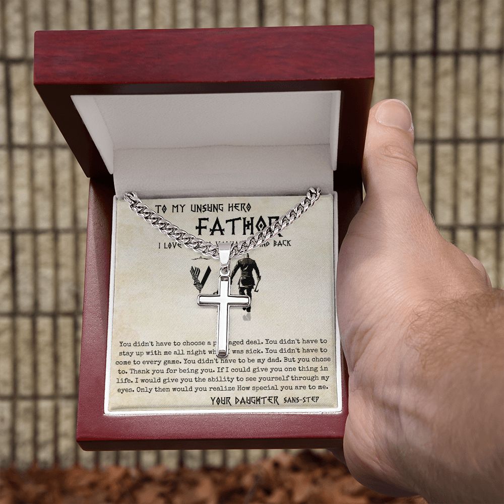 14 Personalized Cross Cuban Chain Necklace