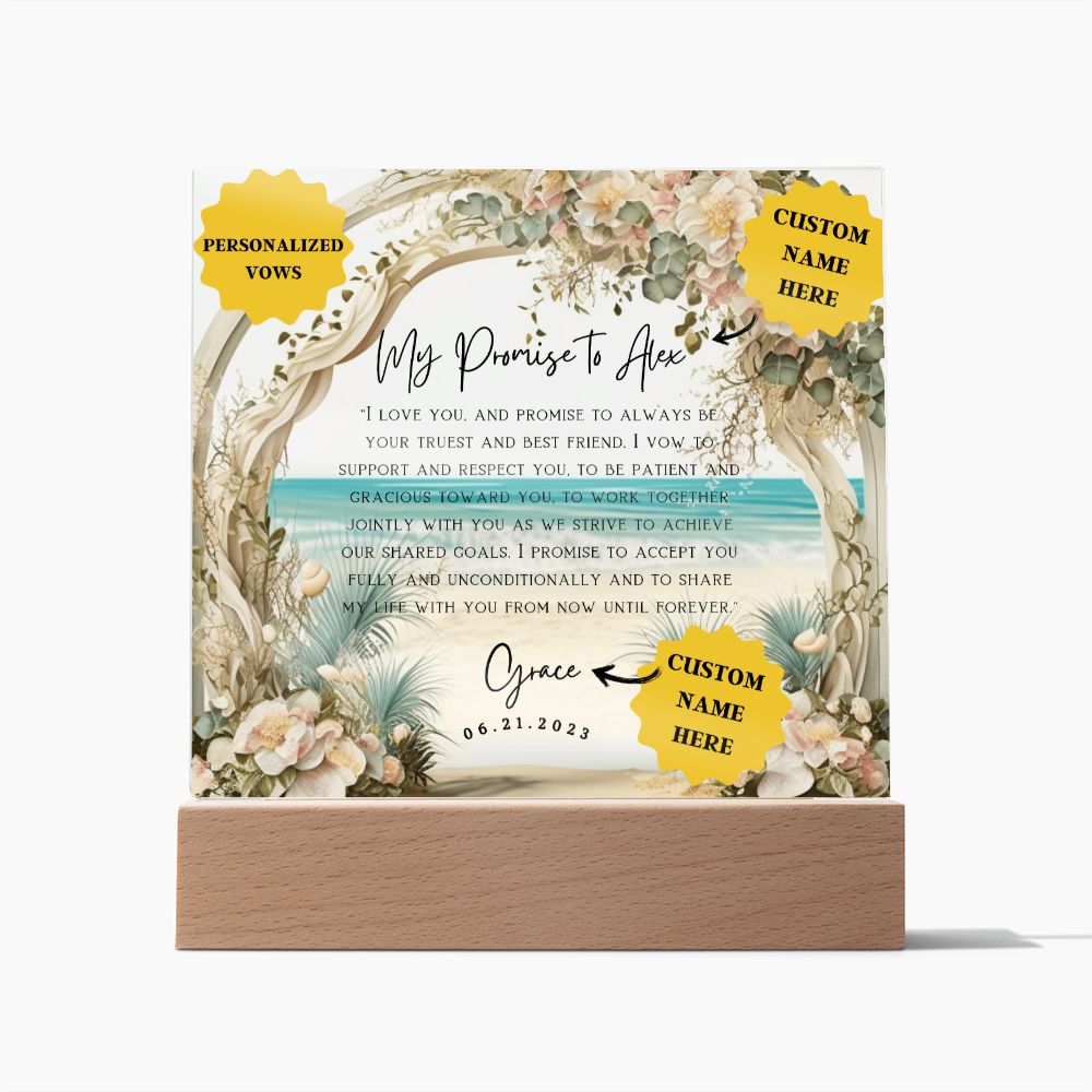 10 year anniversary gift for husband| Say 'I Do' to our Elegant Acrylic Vows Plaque