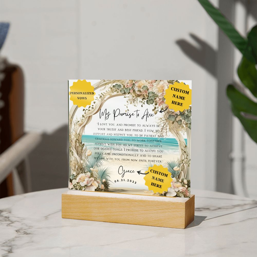 10 year anniversary gift for husband| Say 'I Do' to our Elegant Acrylic Vows Plaque