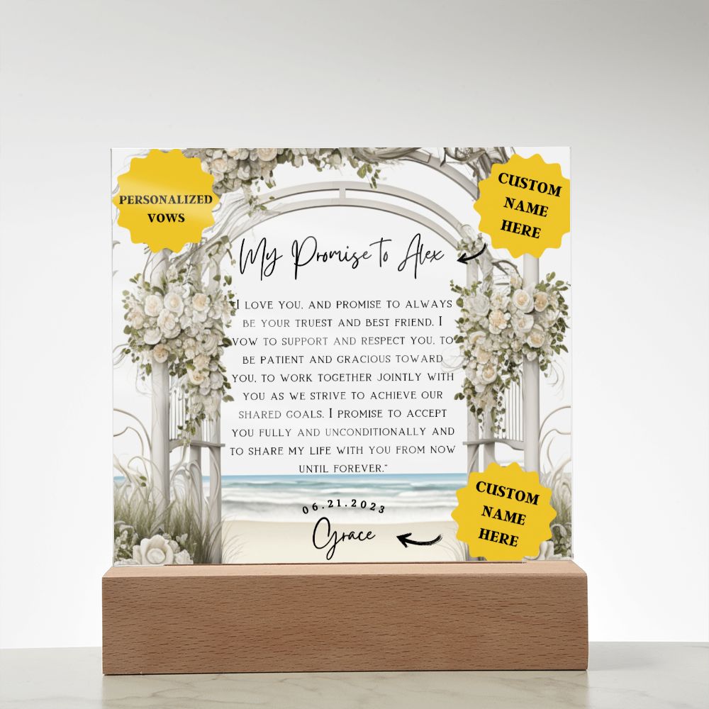 5 year anniversary gift for him | Sealed with Love: Customized Wedding Vows on Acrylic