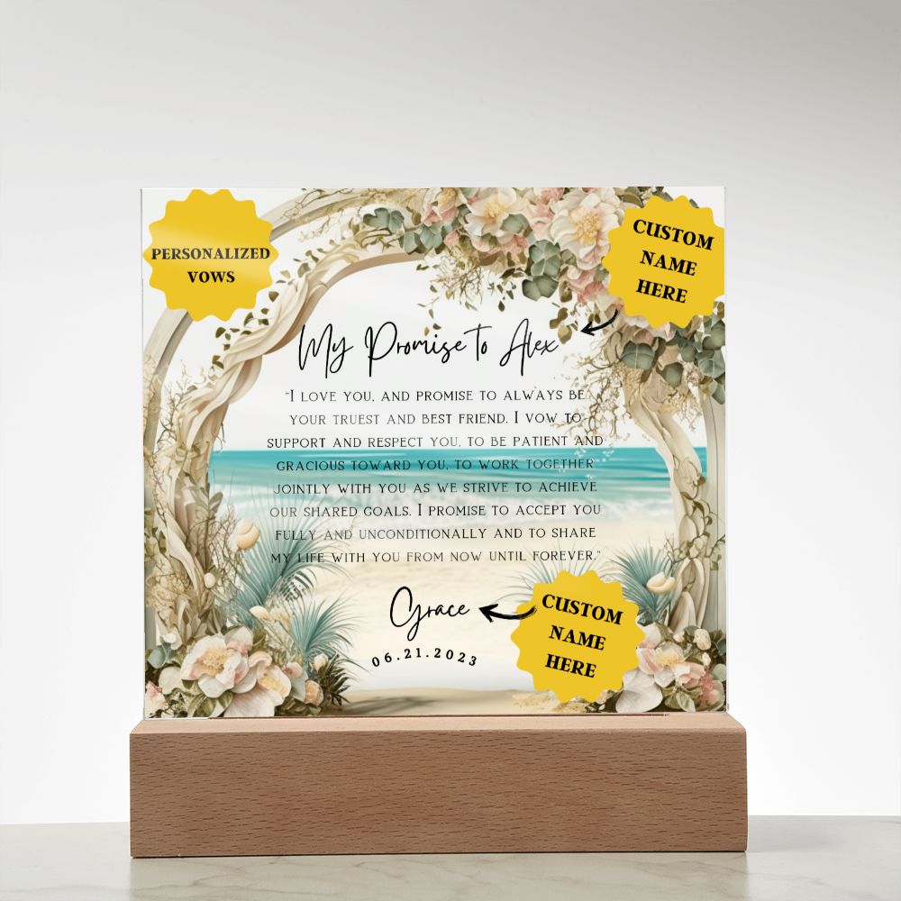10 year anniversary gift for husband| Say 'I Do' to our Elegant Acrylic Vows Plaque