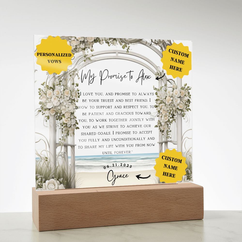 5 year anniversary gift for him | Sealed with Love: Customized Wedding Vows on Acrylic