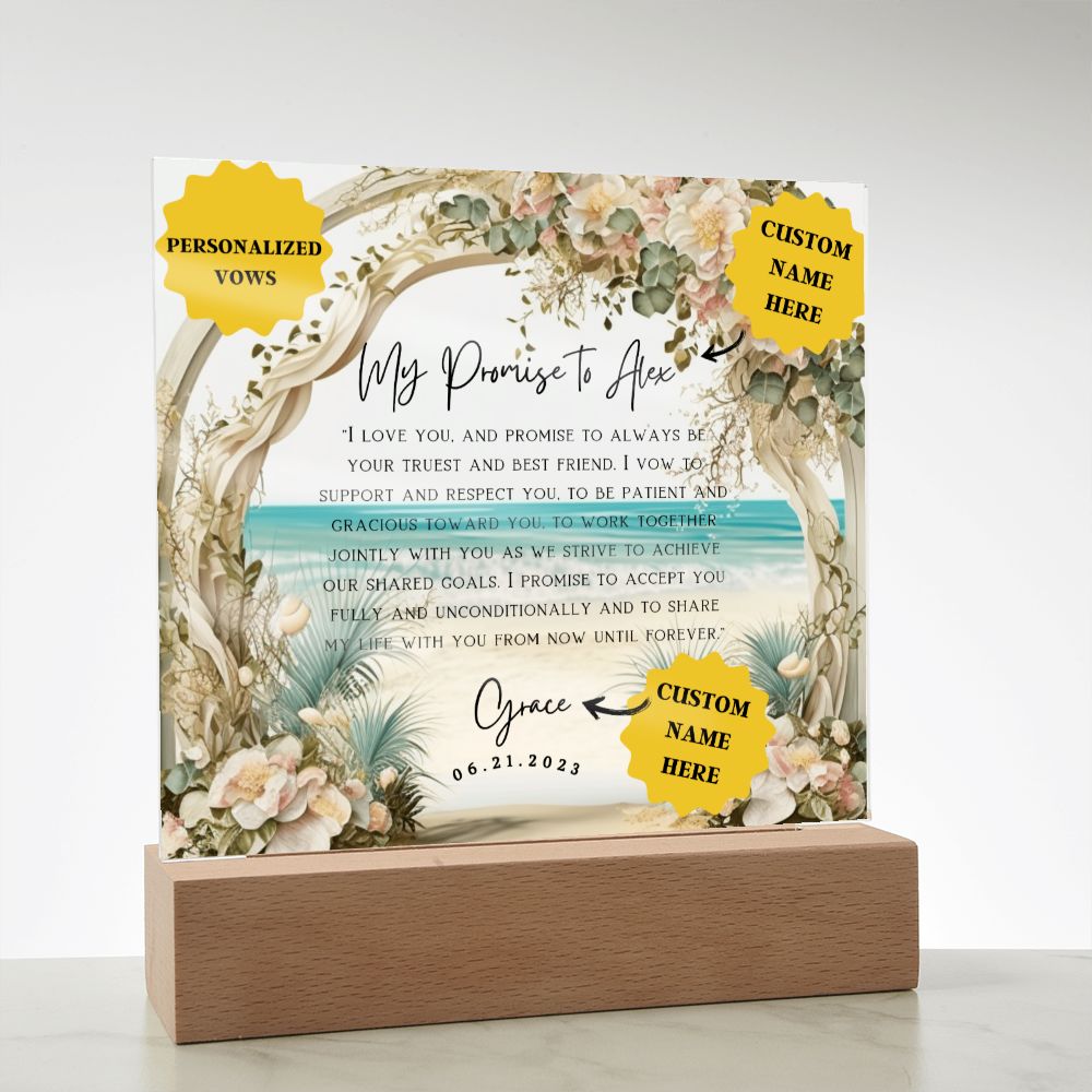 10 year anniversary gift for husband| Say 'I Do' to our Elegant Acrylic Vows Plaque