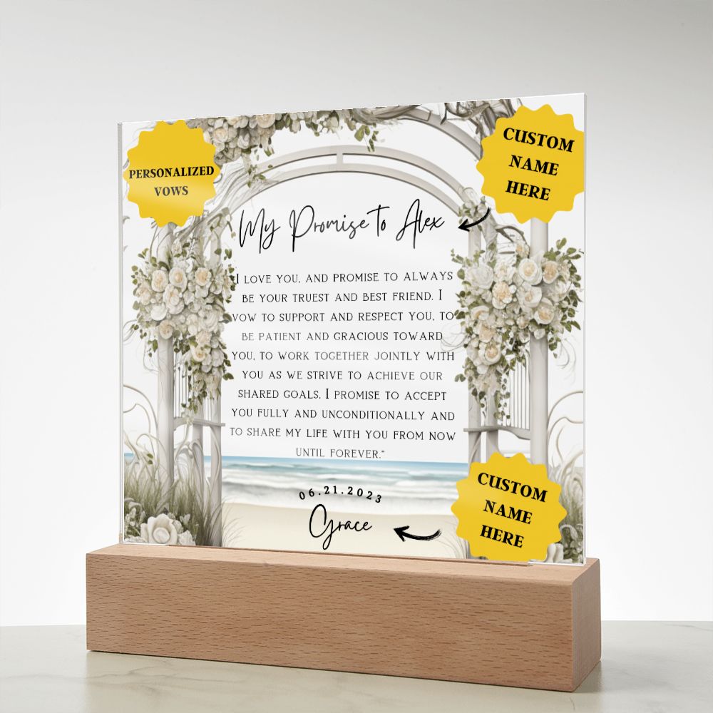 5 year anniversary gift for him | Sealed with Love: Customized Wedding Vows on Acrylic