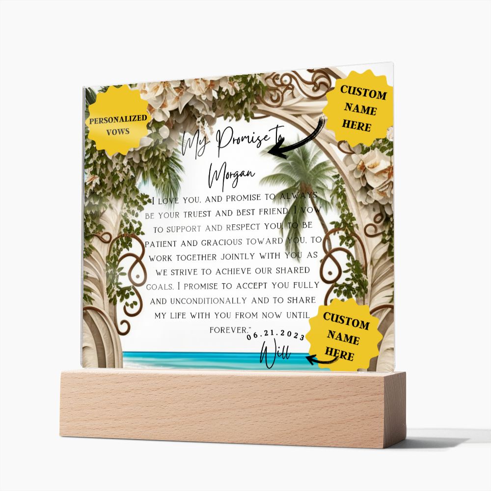 6th anniversary gift for him | A Lasting Promise: Personalized Acrylic Wedding Vows Display