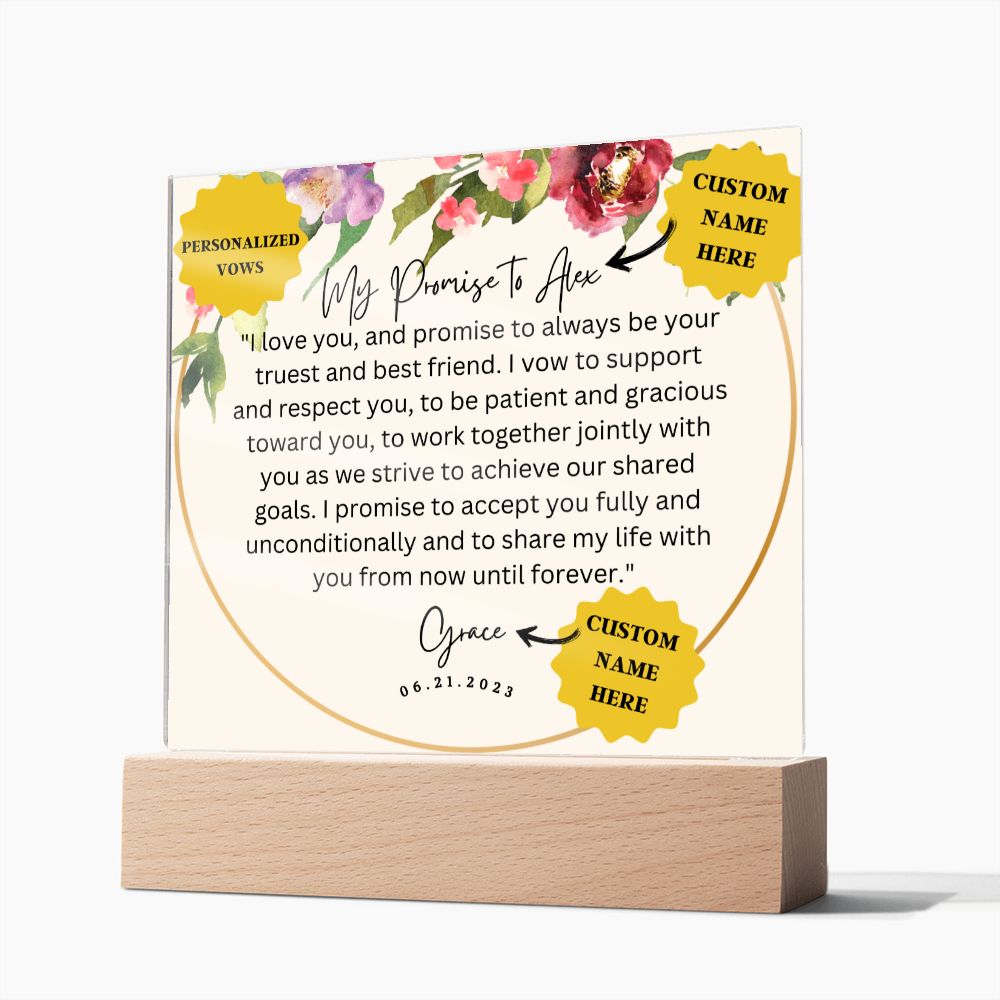 Wedding vows framed | Forever in Words: Personalized Acrylic Wedding Vows Plaque