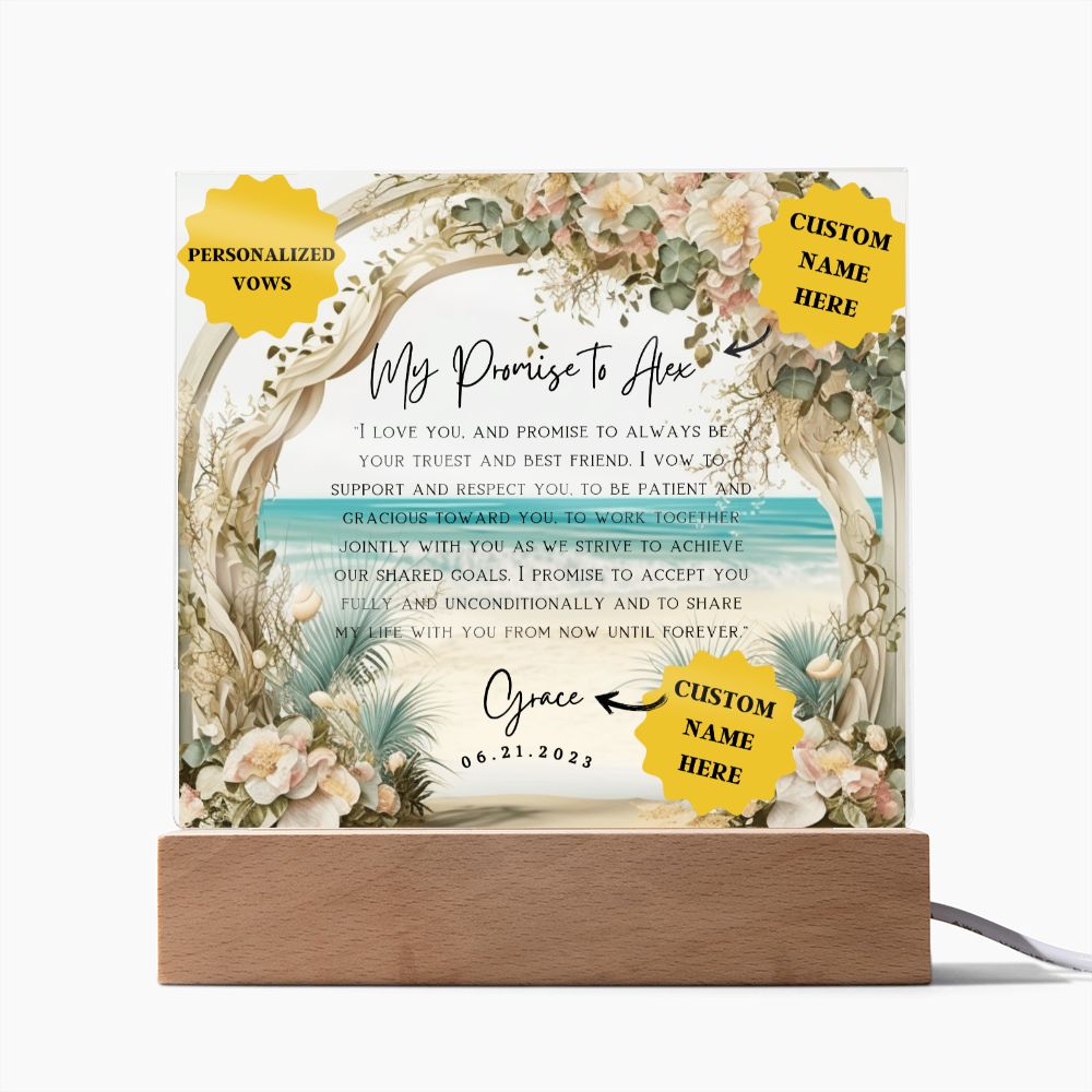 10 year anniversary gift for husband| Say 'I Do' to our Elegant Acrylic Vows Plaque