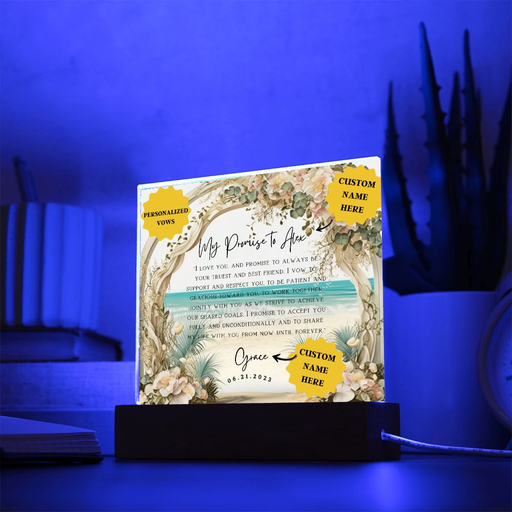 10 year anniversary gift for husband| Say 'I Do' to our Elegant Acrylic Vows Plaque