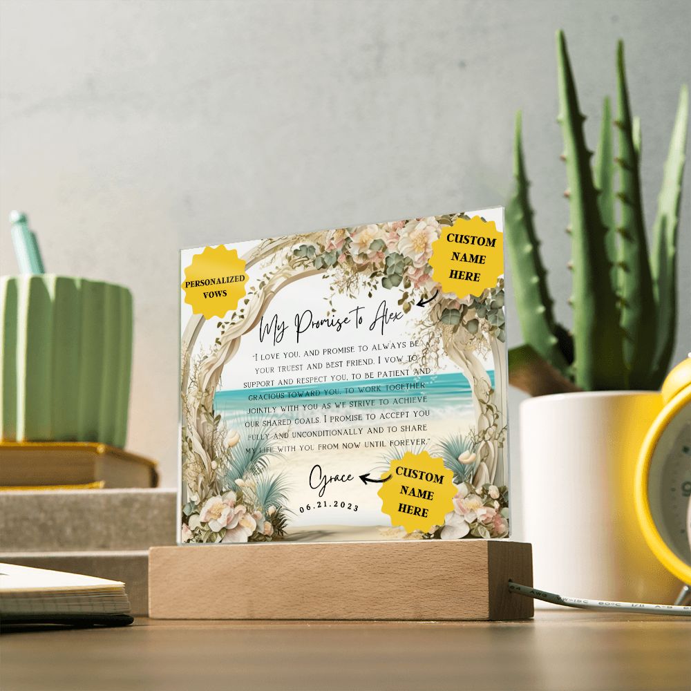 10 year anniversary gift for husband| Say 'I Do' to our Elegant Acrylic Vows Plaque