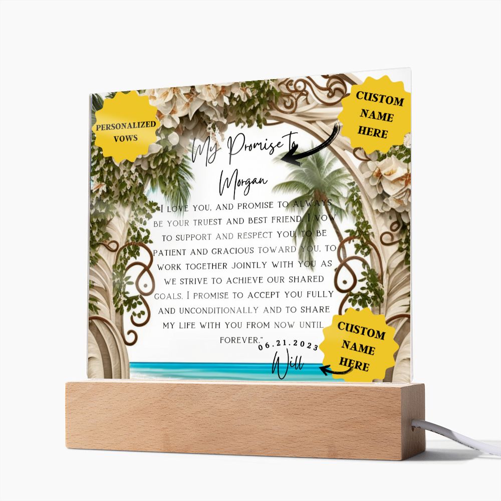 6th anniversary gift for him | A Lasting Promise: Personalized Acrylic Wedding Vows Display