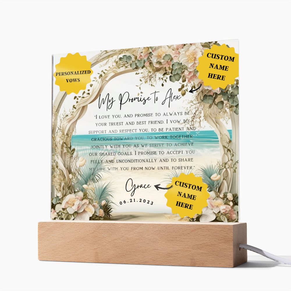 10 year anniversary gift for husband| Say 'I Do' to our Elegant Acrylic Vows Plaque