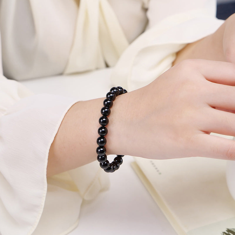 Black Tourmaline Bracelet Simple Single Circle Atmosphere Fashion Bracelets - dilibeads