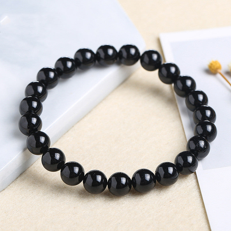 Black Tourmaline Bracelet Simple Single Circle Atmosphere Fashion Bracelets - dilibeads