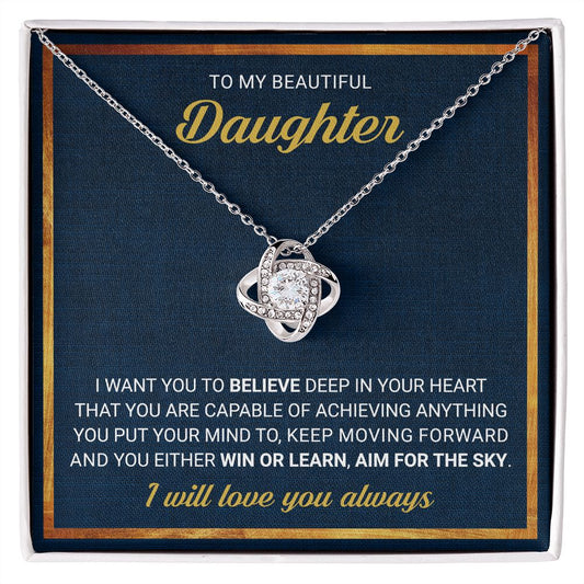 To My Beautiful Daughter - Love Knot Necklace Gift Jewelry - dilibeads