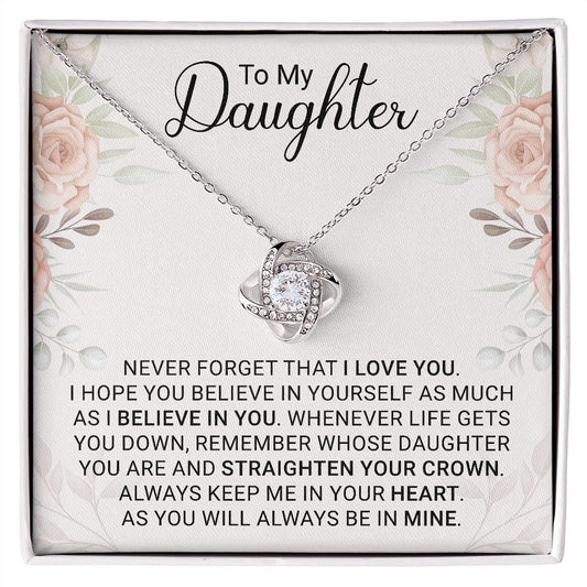 To My Daughter - Love Knot Necklace Gift Form Dad or Mom Jewelry - dilibeads