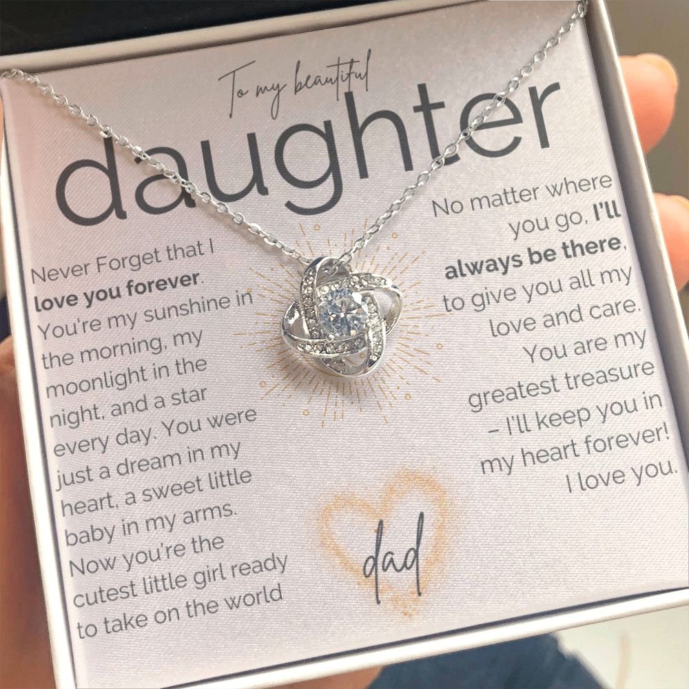 My Daughter, Gift From Dad, Daughter Gift, Daughter Necklace, Love Knot Necklace, 14k Sentimental Gift