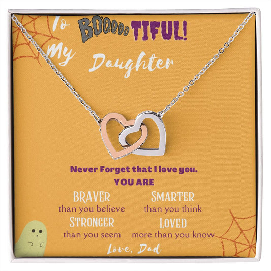 To My Daughter-Interlocking Hearts Necklace Gift Jewelry - dilibeads