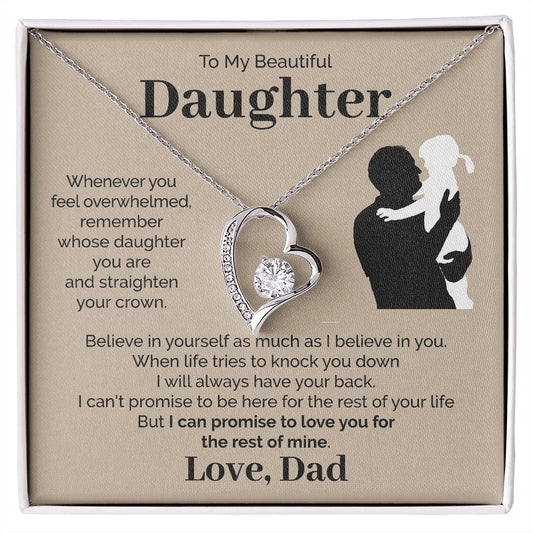To My Beautiful Daughter - Whenever You Feel Overwhelmed - Forever Love Necklace Gift From Dad Jewelry - dilibeads