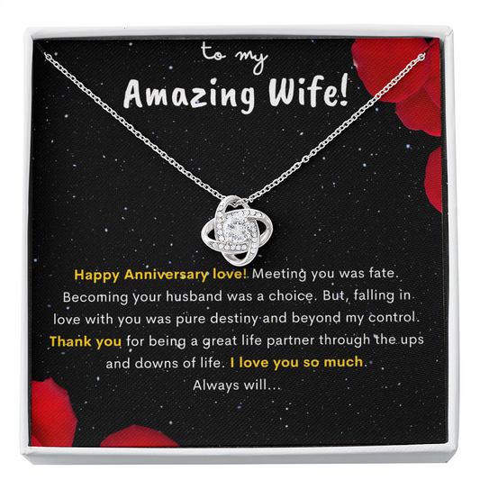 Love Knot Zirconia Stone Necklace Anniversary Gift For Ten Years Jewelry - dilibeads