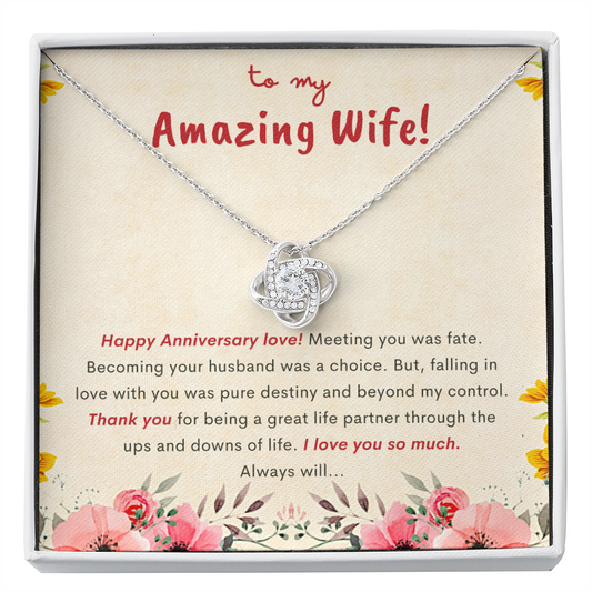 Love Knot Zirconia Stone Necklace Anniversary Gift For Year 3 Jewelry - dilibeads