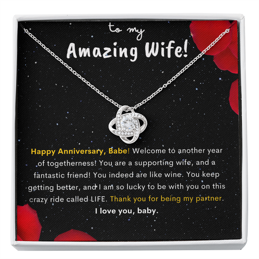 Love Knot Zirconia Stone Necklace Anniversary Gift For First Year Jewelry - dilibeads