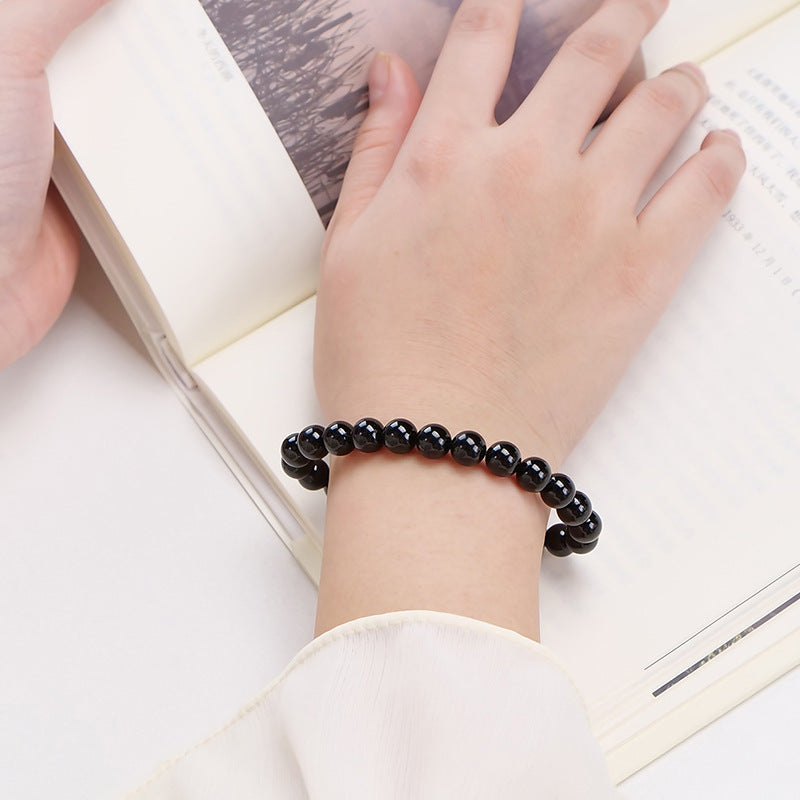 Black Tourmaline Bracelet Simple Single Circle Atmosphere Fashion Bracelets - dilibeads