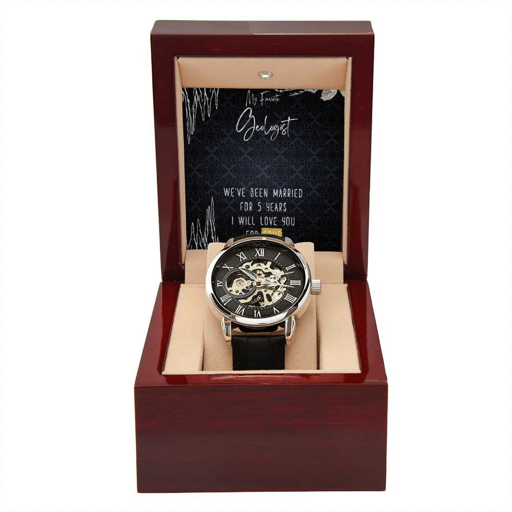 Geologist Gift, 5 Year Anniversary Gift for Him, Geologist Engrave Watch Gift, Best Geology Gifts, Men's Watch, Geology Lovers Gift
