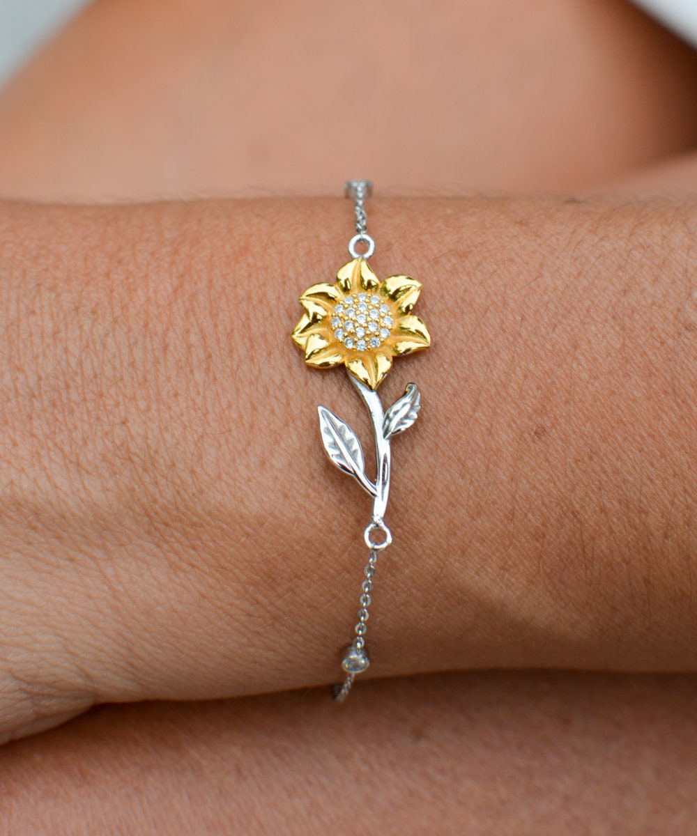 Sunflower bracelet - sterling silver jewelry for women - gift for daughter granddaughter grandmother graduation birthday granddaughter gift