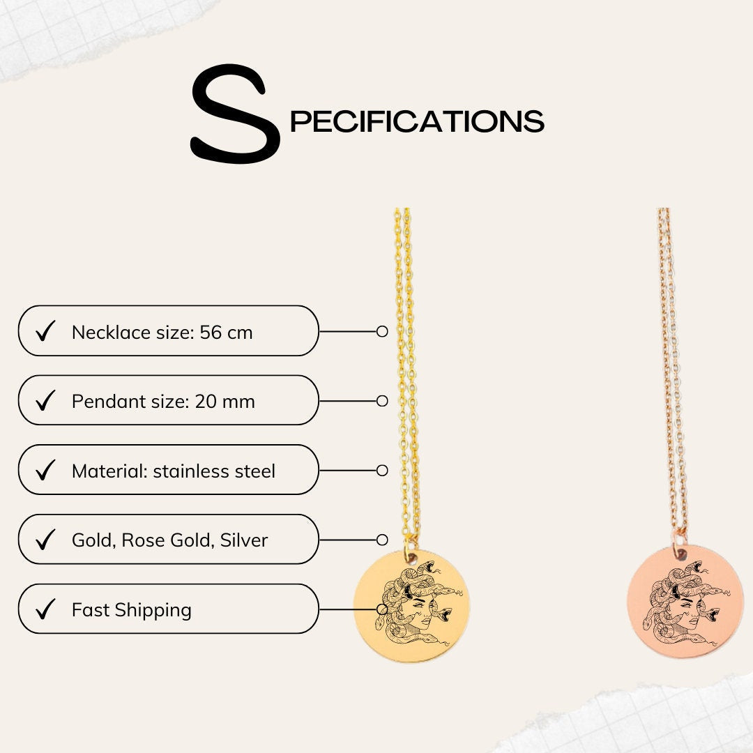 Medusa Mythology Necklace | Greek Gods Jewelry | Greek Mythology Necklace | Medusa Coin Pendant | Boho Medallion Charm, Persephone necklace