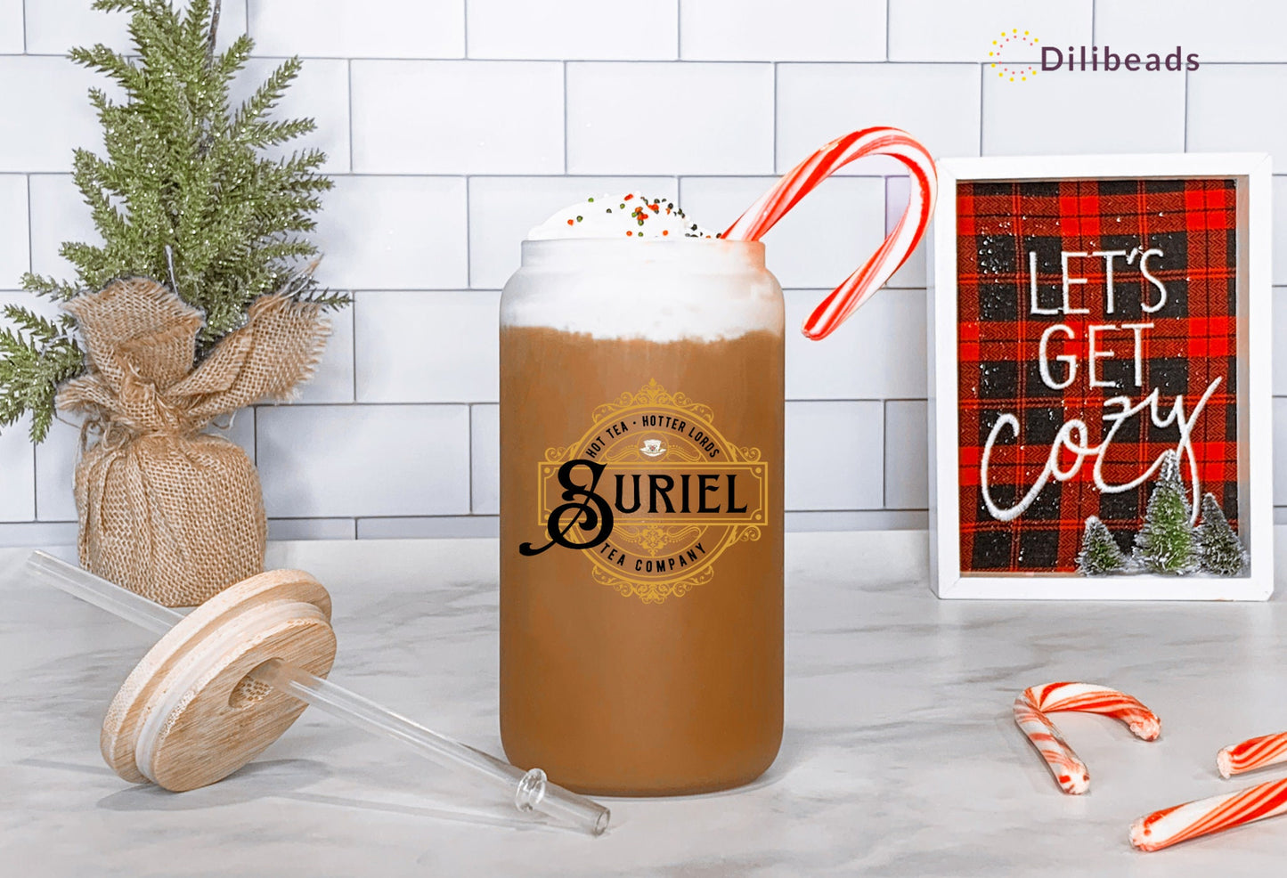 16 oz Suriel Tea Co Tumbler | ACOTAR Suriel Glass tumbler | ACOTAR glass can Gift | Sarah J Maas Glass tumbler | tea with the Suriel