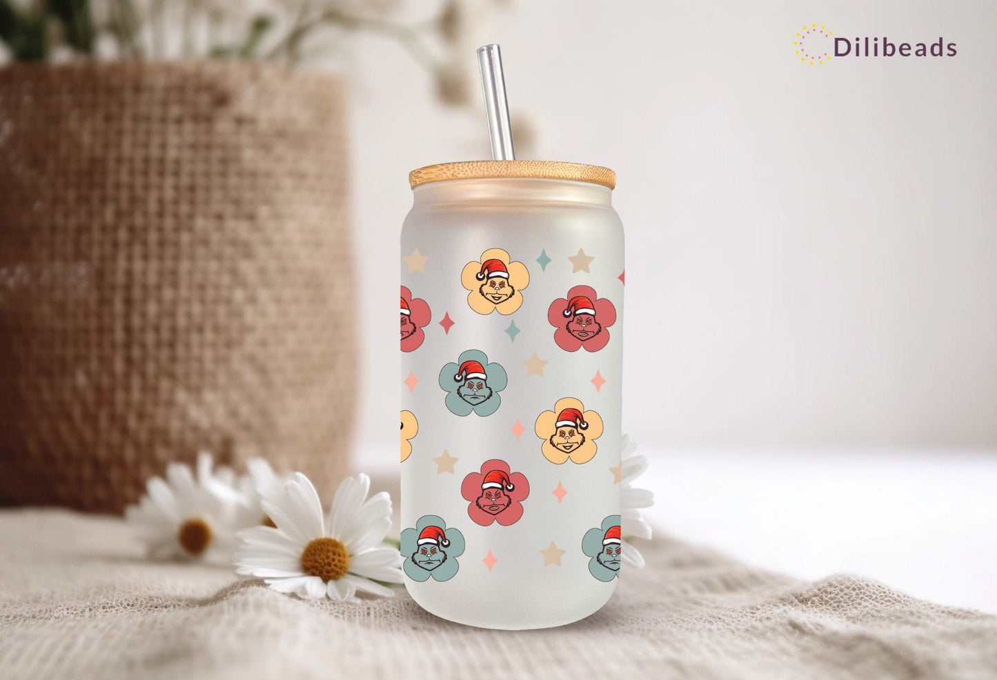 Cute Grinch Tumbler, Grinch Glass Can, Grinchy Christmas , Christmas Coffee cup, The Grinch,Cute Christmas cup,Holiday Shop, Christmas Gift,