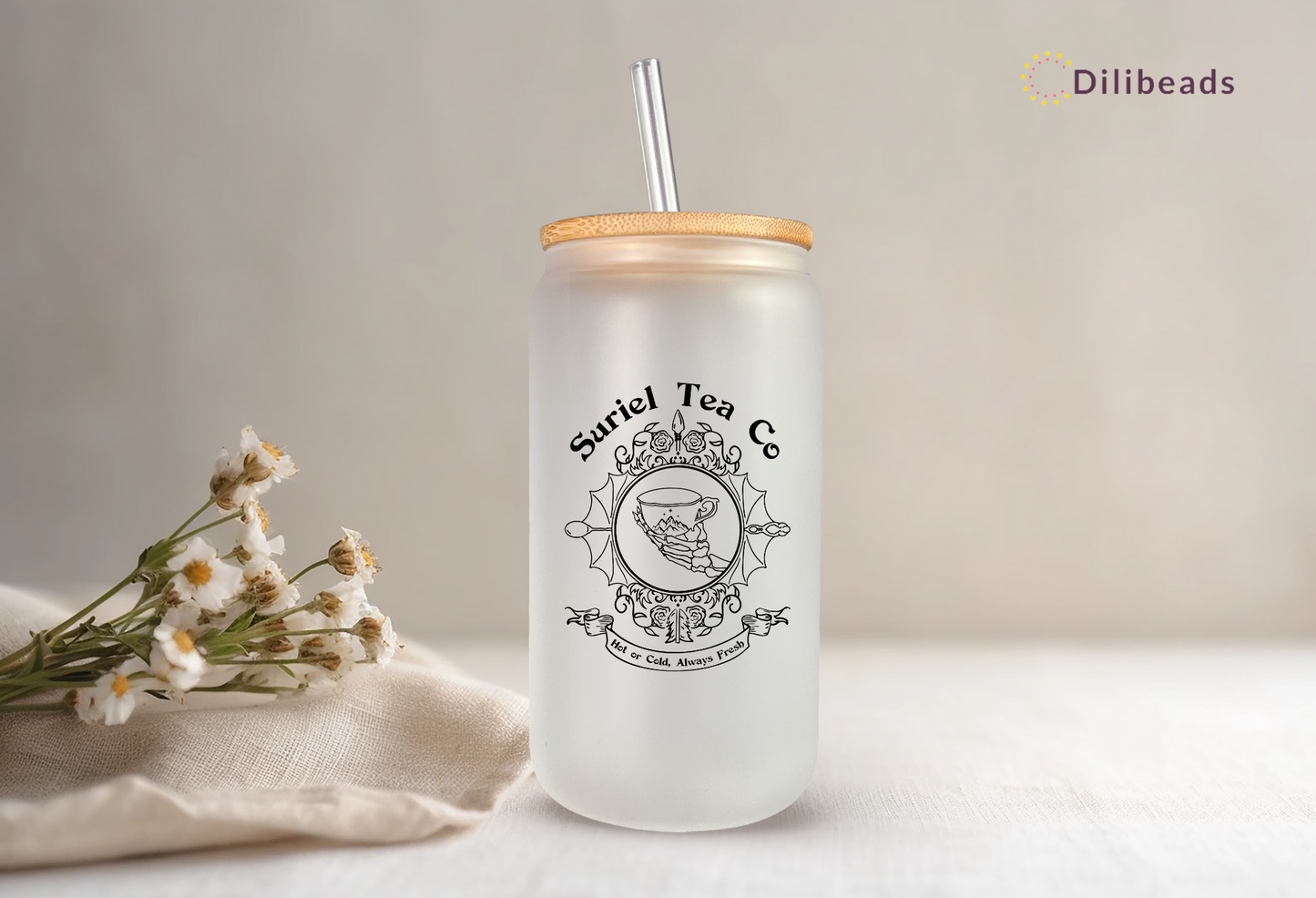 Suriel Tea Glass tumbler | Suriel Hot or Cold Beverages | Suriel Tea Co | Suriel Gift | Christmas Gift | Velaries Gift