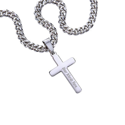 16 Personalized Cross Cuban Chain Necklace