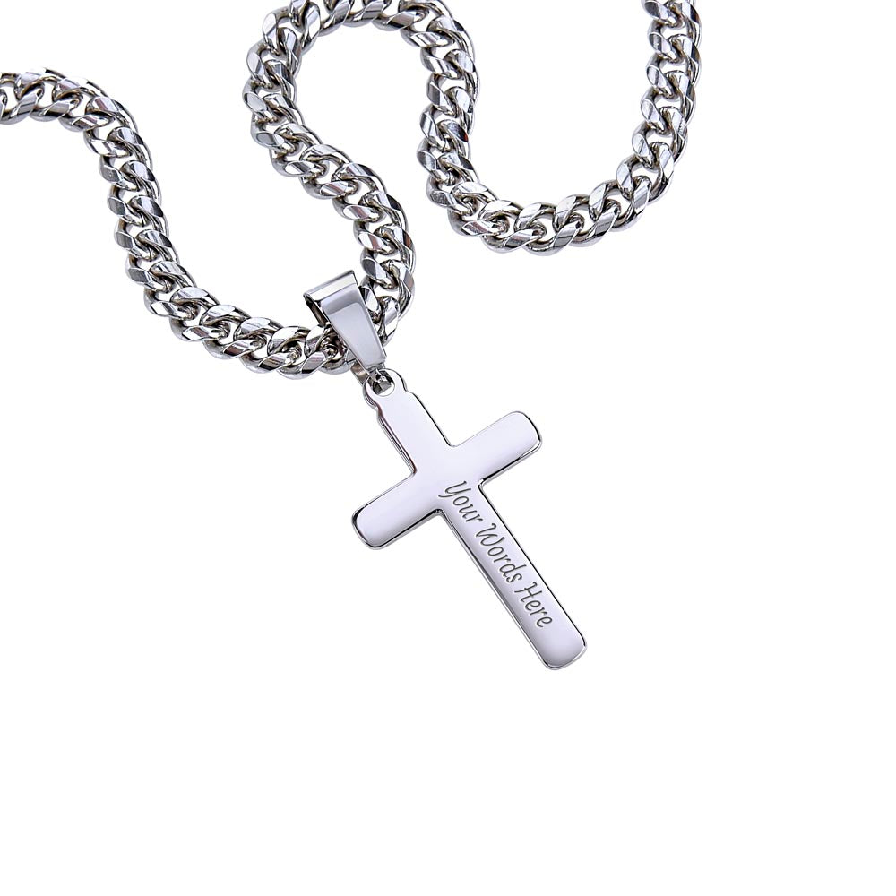 17 Personalized Cross Cuban Chain Necklace