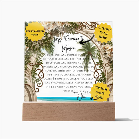 6th anniversary gift for him | A Lasting Promise: Personalized Acrylic Wedding Vows Display