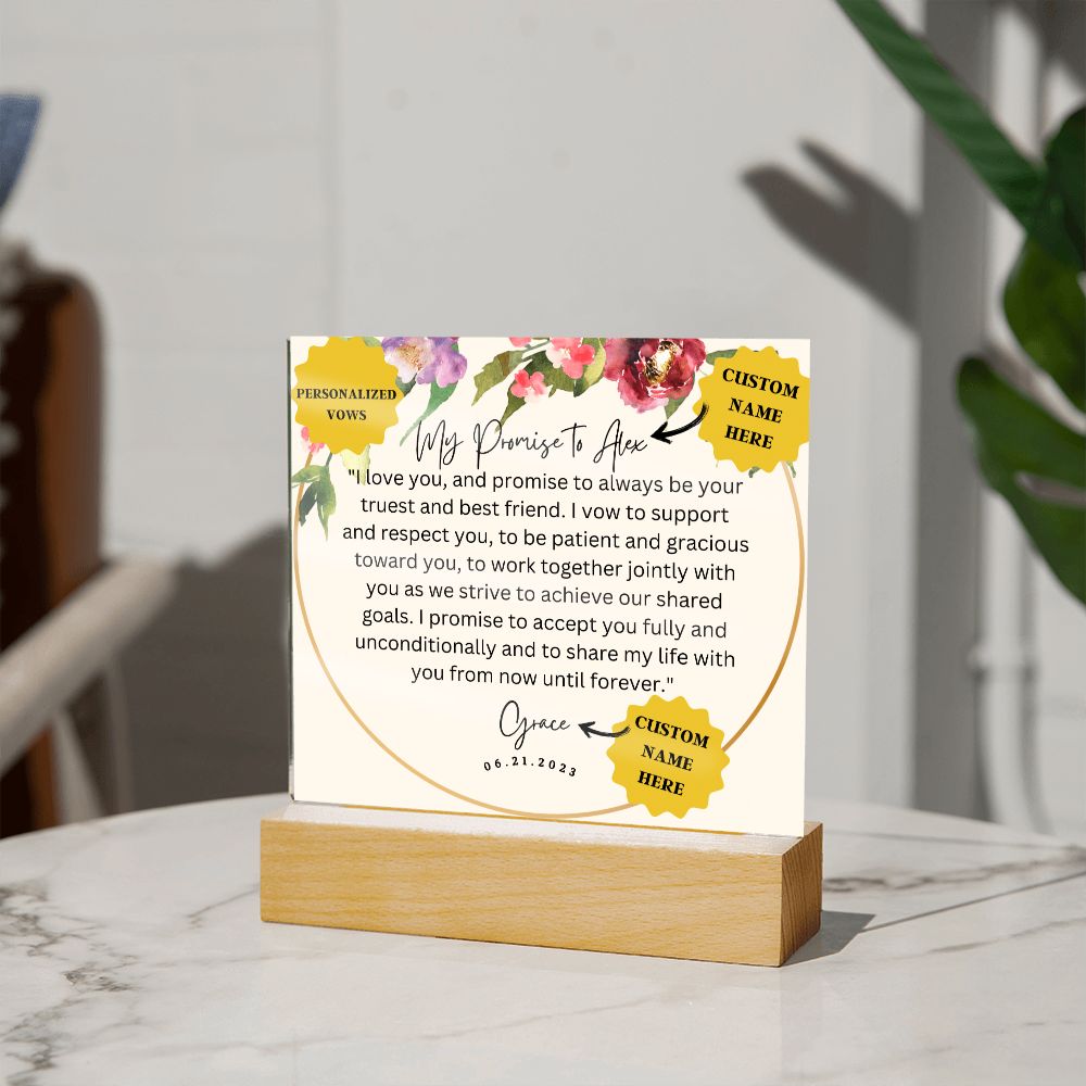 Wedding vows framed | Forever in Words: Personalized Acrylic Wedding Vows Plaque