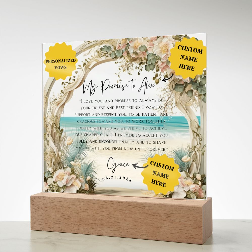 10 year anniversary gift for husband| Say 'I Do' to our Elegant Acrylic Vows Plaque