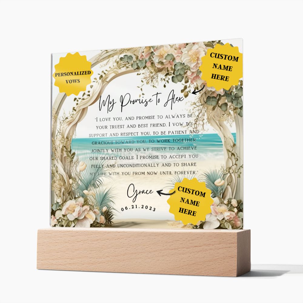 10 year anniversary gift for husband| Say 'I Do' to our Elegant Acrylic Vows Plaque