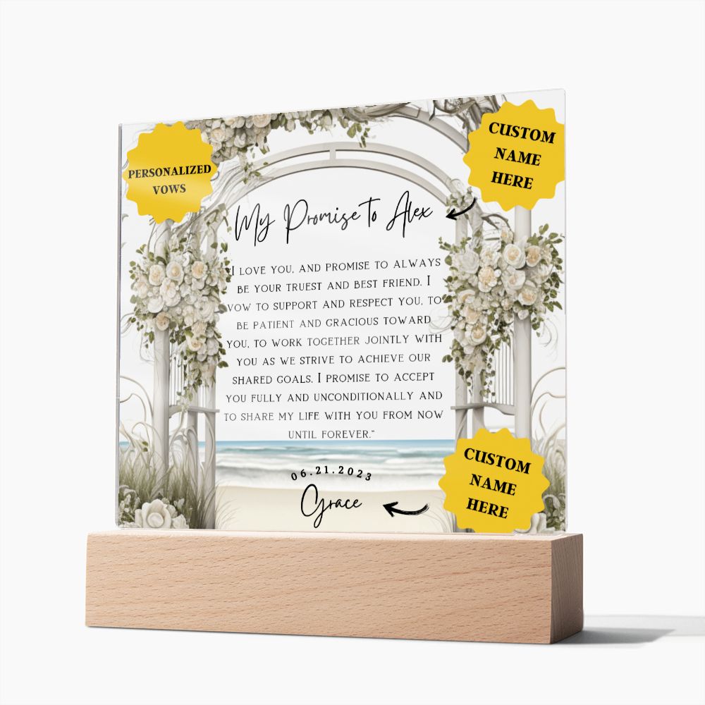 5 year anniversary gift for him | Sealed with Love: Customized Wedding Vows on Acrylic