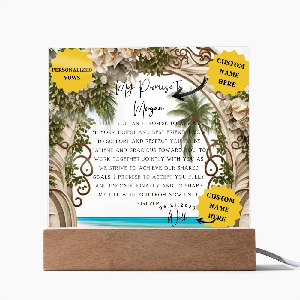 6th anniversary gift for him | A Lasting Promise: Personalized Acrylic Wedding Vows Display