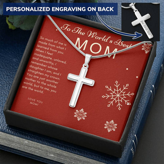 Personalized Engravable Cross Necklace - Gift for Mom Jewelry - dilibeads
