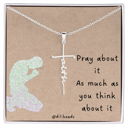 Pray About It - Faith Cross Necklace Jewelry - dilibeads