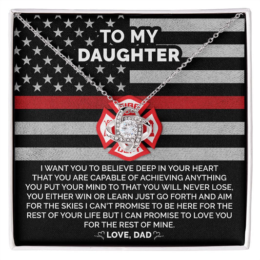 To My Daughter - Love Knot Necklace Gift From Firefighter Dad Jewelry - dilibeads