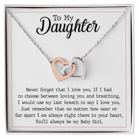 To My Daughter - Never Forget That I Love You - Interlocking Hearts Necklace Jewelry - dilibeads